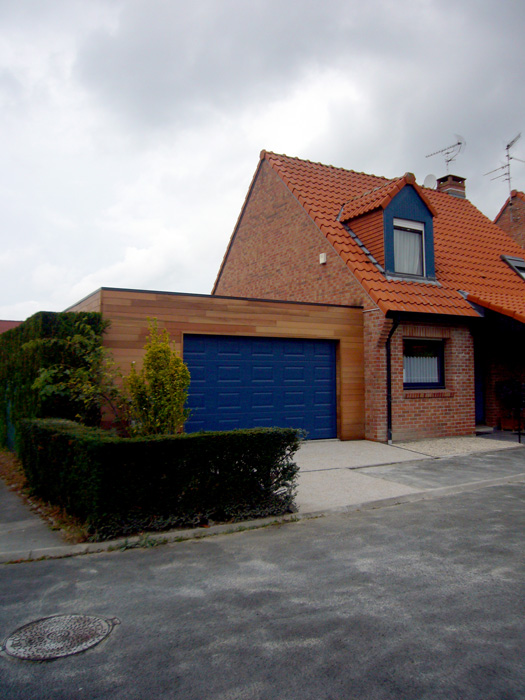 garage ossature bois bardage red cedar vendeville