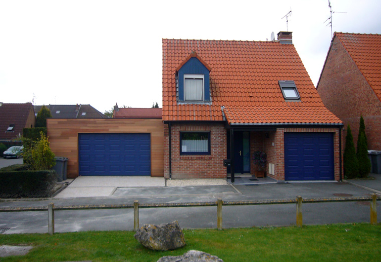 garage ossature bois bardage red cedar vendeville